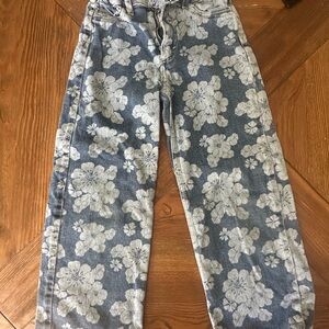 Floral Print Denim Jeans